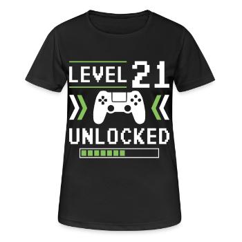 21e anniversaire niveau 21 débloqué - T-shirt respirant Femme - noir - Devant - AI Model Female 172 light (172cm)