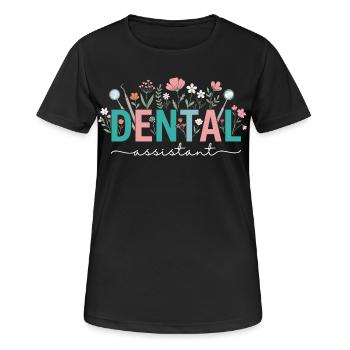 Floral Dental Assistant Dentist Woman - Women's Breathable T-Shirt - black - Front - AI Model Female 172 light (172cm)