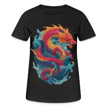 Drache - Frauen T-Shirt atmungsaktiv - Schwarz - Vorne - AI Model Female 172 light (172cm)