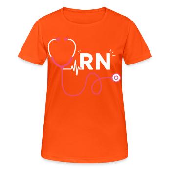 RN Herzstethoskop Trendmotiv - Frauen T-Shirt atmungsaktiv - Neonorange - Vorne - AI Model Female 172 dark (172cm)