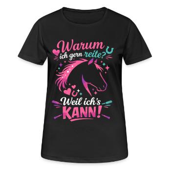 Reiterin Pferde Spruch  Reiten Reiterin Geschenk - Frauen T-Shirt atmungsaktiv - Schwarz - Vorne - AI Model Female 172 light (172cm)