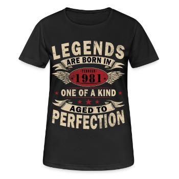Février 1981| Février 1981 Jubilé 1981 - T-shirt respirant Femme - noir - Devant - AI Model Female 172 light (172cm)