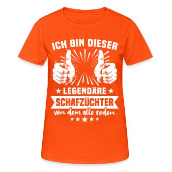 Sheep Breeder Legend - Women's Breathable T-Shirt - neon orange - Front - AI Model Female 172 dark (172cm)