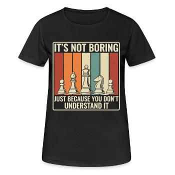 Schach ist nicht langweilig – Retro Strategie Desi - Frauen T-Shirt atmungsaktiv - Schwarz - Vorne - AI Model Female 172 light (172cm)