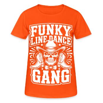 Funky Line-Dance Gang Skull - Women's Breathable T-Shirt - neon orange - Front - AI Model Female 172 dark (172cm)