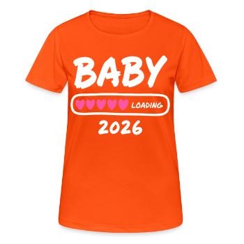 Baby Loading 2026 Parents enceintes - T-shirt respirant Femme - orange néon - Devant - AI Model Female 172 dark (172cm)
