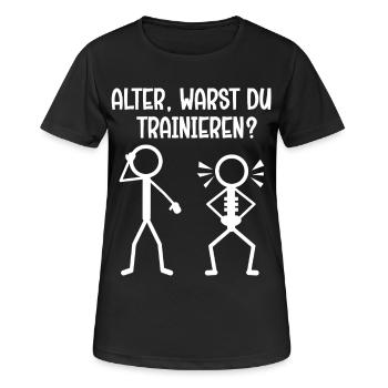 Un bonhomme allumette MEC, TU T’ENTRAÎNAIS ? Drôle - T-shirt respirant Femme - noir - Devant - AI Model Female 172 light (172cm)