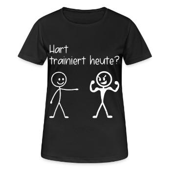 Fitnessstudio HART TRAINIERT HEUTE LUSTIG - Frauen T-Shirt atmungsaktiv - Schwarz - Vorne - AI Model Female 172 light (172cm)