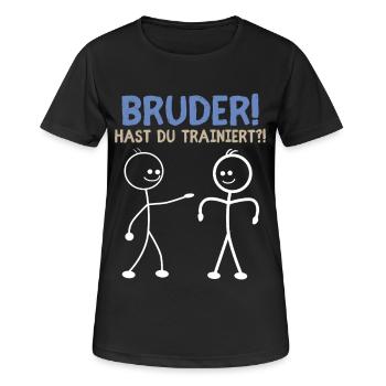 Strichmännchen HAST DU TRAINIERT LUSTIG - Frauen T-Shirt atmungsaktiv - Schwarz - Vorne - AI Model Female 172 light (172cm)