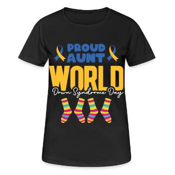 Proud Aunt World Down-Syndrom-Tag Sockendesign - Frauen T-Shirt atmungsaktiv - Schwarz - Vorne - AI Model Female 172 light (172cm)