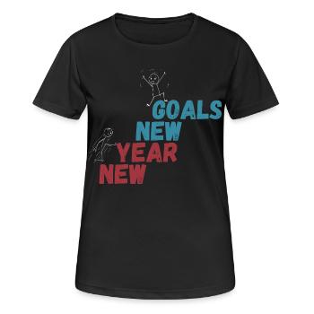 Funny New Year New Goals Motivation Resolution Gif - Women's Breathable T-Shirt - black - Front - AI Model Female 172 light (172cm)