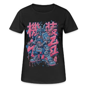 Samurai Mech – Motif de robot manga d’anime - T-shirt respirant Femme - noir - Devant - AI Model Female 172 light (172cm)