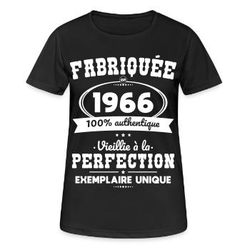 Hergestellt 1966 – Perfekt gereift - Frauen T-Shirt atmungsaktiv - Schwarz - Vorne - AI Model Female 172 light (172cm)