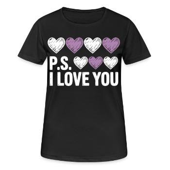 PS : La fête de Je t’aime, la Saint-Valentin du cœur pourpre - T-shirt respirant Femme - noir - Devant - AI Model Female 172 light (172cm)