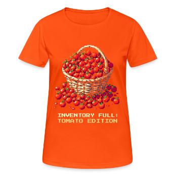 Inventar voll Tomaten | Tomatenernte & Vorrat - Frauen T-Shirt atmungsaktiv - Neonorange - Vorne - AI Model Female 172 dark (172cm)