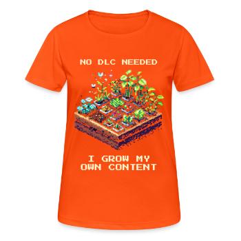 Kein DLC nötig | Selbstversorger Garten - Frauen T-Shirt atmungsaktiv - Neonorange - Vorne - AI Model Female 172 dark (172cm)