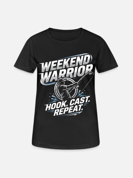 Répétition du pêcheur du Weekend Warrior Hook Cast - T-shirt respirant Femme - noir