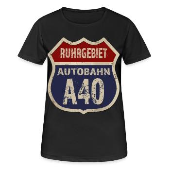 A40 - Région de la Ruhr - T-shirt respirant Femme - noir - Devant - AI Model Female 172 light (172cm)