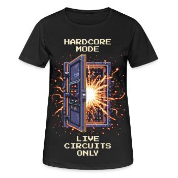 Hardcore: Nur unter Spannung | Elektriker - Frauen T-Shirt atmungsaktiv - Schwarz - Vorne - AI Model Female 172 light (172cm)
