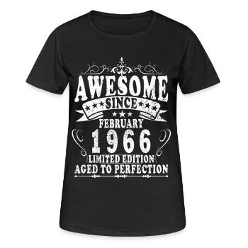 60. Geburtstag 60 Jahre Februar 1966 Vintage - Frauen T-Shirt atmungsaktiv - Schwarz - Vorne - AI Model Female 172 light (172cm)