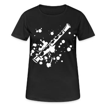 Flöte Streetart - Frauen T-Shirt atmungsaktiv - Schwarz - Vorne - AI Model Female 172 light (172cm)