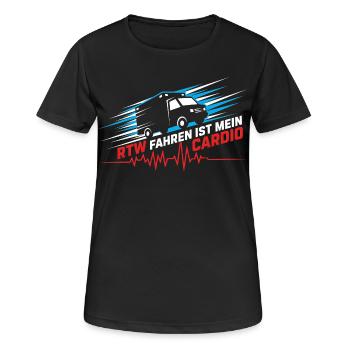RTW Ambulanz Rettungswagen Rettungsdienst Sanität - Frauen T-Shirt atmungsaktiv - Schwarz - Vorne - AI Model Female 172 light (172cm)