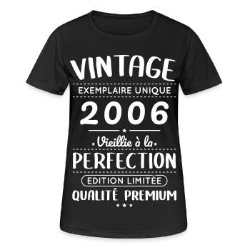 2006 – Vintage – Perfekt gereift - Frauen T-Shirt atmungsaktiv - Schwarz - Vorne - AI Model Female 172 light (172cm)