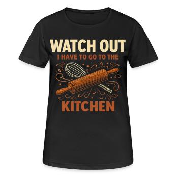 Attention kitchen rolling pin - Women's Breathable T-Shirt - black - Front - AI Model Female 172 light (172cm)