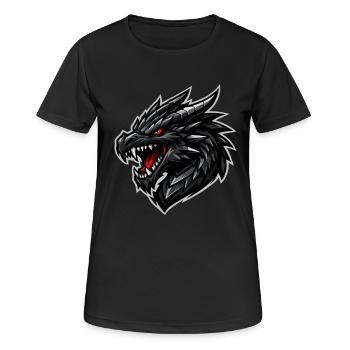 Tête de dragon aux yeux rouges - T-shirt respirant Femme - noir - Devant - AI Model Female 172 light (172cm)
