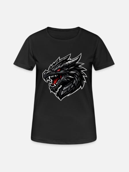 Dragon head with red eyes - Women's Breathable T-Shirt - black