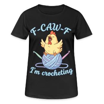 Drôle d’amoureuse du crochet F CAW F Je croquette - T-shirt respirant Femme - noir - Devant - AI Model Female 172 light (172cm)