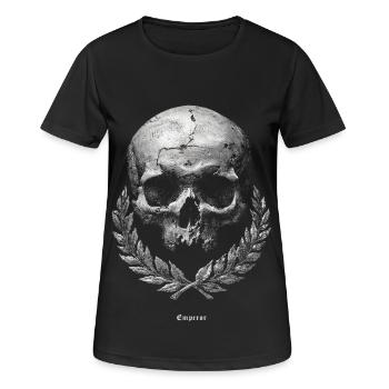 Schädel mit Lorbeer – Dunkles Vintage - Frauen T-Shirt atmungsaktiv - Schwarz - Vorne - AI Model Female 172 light (172cm)