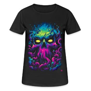 Crâne néon dans une mer de brouillard - T-shirt respirant Femme - noir - Devant - AI Model Female 172 light (172cm)