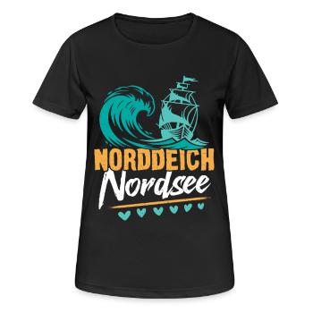 Vacances à la mer du Nord NORDDEICH OSTHOLSTEIN Fun - T-shirt respirant Femme - noir - Devant - AI Model Female 172 light (172cm)