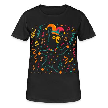 Dancing Carnival Alpaca with Jester's Cap - Women's Breathable T-Shirt - black - Front - AI Model Female 172 light (172cm)