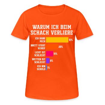 Warum ich beim Squash verliere Squash - Frauen T-Shirt atmungsaktiv - Neonorange - Vorne - AI Model Female 172 dark (172cm)