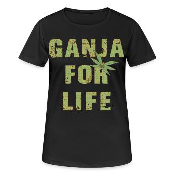 Ganja for Life - Frauen T-Shirt atmungsaktiv - Schwarz - Vorne - AI Model Female 172 light (172cm)