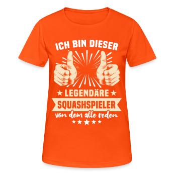 Dictons des joueurs de squash - T-shirt respirant Femme - orange néon - Devant - AI Model Female 172 dark (172cm)