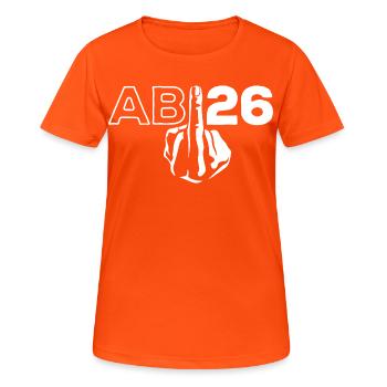 ABI 2026 Mittelfinger Abitur - Geschenk - Frauen T-Shirt atmungsaktiv - Neonorange - Vorne - AI Model Female 172 dark (172cm)