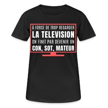 Vous regardez trop la télévision - T-shirt respirant Femme - noir - Devant - AI Model Female 172 light (172cm)
