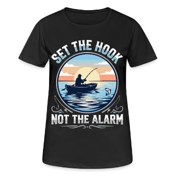 Accroche, pas l’alarme, pêcheur Spruch - T-shirt respirant Femme - noir - Devant - AI Model Female 172 light (172cm)