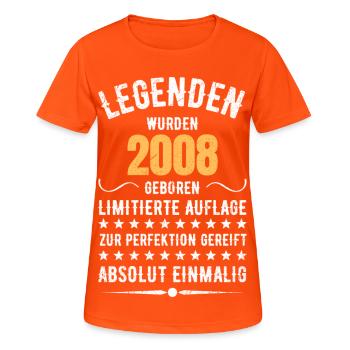 Édition Limitée 2007 18ème Cadeau d’Anniversaire - T-shirt respirant Femme - orange néon - Devant - AI Model Female 172 dark (172cm)