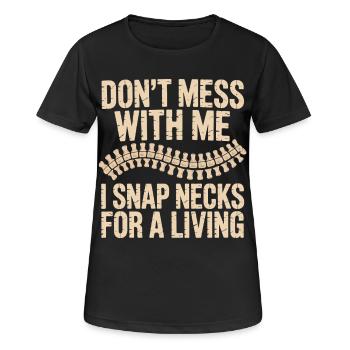 Dont Mess With Me Zip Neck - Frauen T-Shirt atmungsaktiv - Schwarz - Vorne - AI Model Female 172 light (172cm)