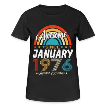 Vintage Januar 1976 Jahrgang Retro Geburtstag - Frauen T-Shirt atmungsaktiv - Schwarz - Vorne - AI Model Female 172 light (172cm)