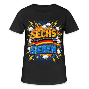 SECHS SIEBEN Deutschland Fan Comic - Frauen T-Shirt atmungsaktiv - Schwarz - Vorne - AI Model Female 172 light (172cm)
