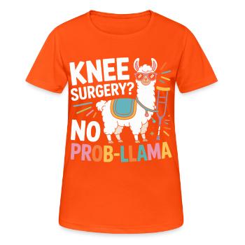 Knee Surgery? No Prob Lama - Frauen T-Shirt atmungsaktiv - Neonorange - Vorne - AI Model Female 172 dark (172cm)