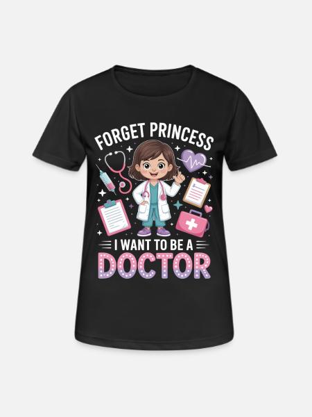 Kleine Ärztin-Karikatur: Traumberuf Doktor - Dame T-shirt svedtransporterende - sort