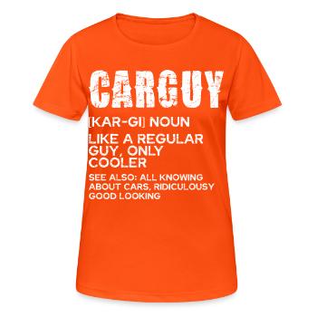 CarGuy Distressed Typography - Women's Breathable T-Shirt - neon orange - Front - AI Model Female 172 dark (172cm)