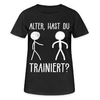 Strichmännchen ALTER HAST DU TRAINIERT LUSTIG - Frauen T-Shirt atmungsaktiv - Schwarz - Vorne - AI Model Female 172 light (172cm)