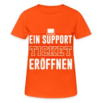 Coder OPEN A SUPPORT TICKET FUNNY - Women's Breathable T-Shirt - neon orange - Front - AI Model Female 172 dark (172cm)